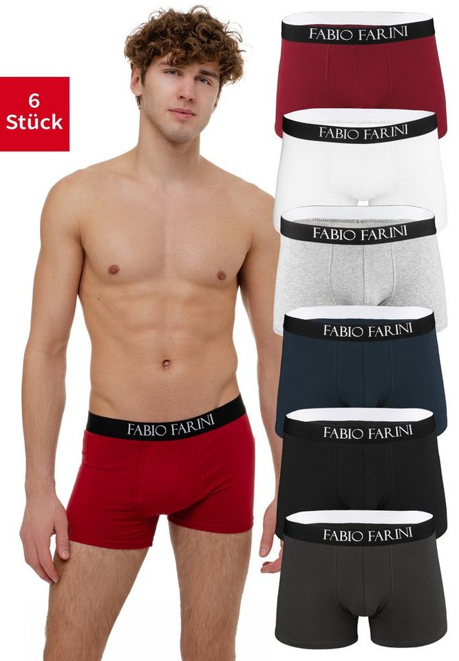 Fabio Farini Boxershorts Eng anliegende Herren Unterhosen - Männer Retroshorts (6-St) aus Baumwolle, ohne kratzenden Zettel von Fabio Farini