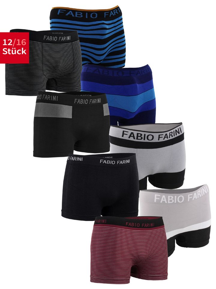 Fabio Farini Boxershorts Herren Retroshorts - Mehrpack aus weicher Microfaser (12-St) im sportlichen Look mit Logo-Bund, zufällig ausgewählte Farben von Fabio Farini