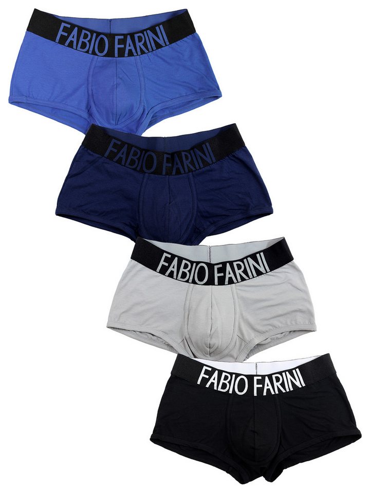 Fabio Farini Boxershorts Herren Unterhosen - Retroshorts aus atmungsaktiver Baumwolle (4-St) im sportlichen Look mit breitem Logoschriftzug von Fabio Farini