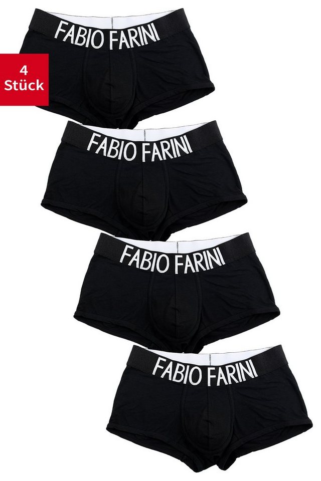 Fabio Farini Boxershorts Herren Unterhosen - Retroshorts aus atmungsaktiver Baumwolle (4-St) im sportlichen Look mit breitem Logoschriftzug von Fabio Farini