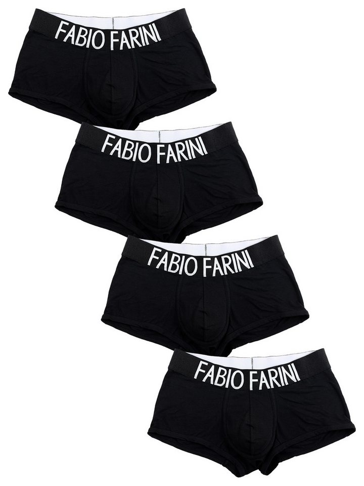 Fabio Farini Boxershorts Herren Unterhosen - Retroshorts aus atmungsaktiver Baumwolle (4-St) im sportlichen Look mit breitem Logoschriftzug von Fabio Farini