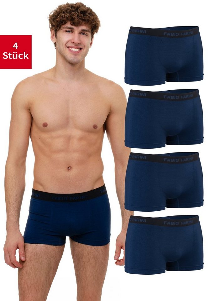 Fabio Farini Boxershorts Herren Unterhosen - Männer Retroshorts aus weicher Microfaser (4-St) im sportlichen Look mit Logoschriftzug von Fabio Farini