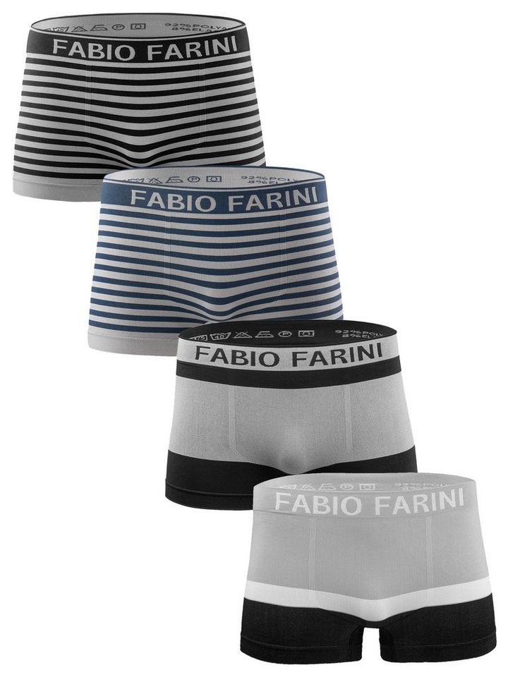 Fabio Farini Boxershorts Herren Unterhosen - Männer Retroshorts aus weicher Microfaser (4-St) im sportlichen Look mit Logoschriftzug von Fabio Farini