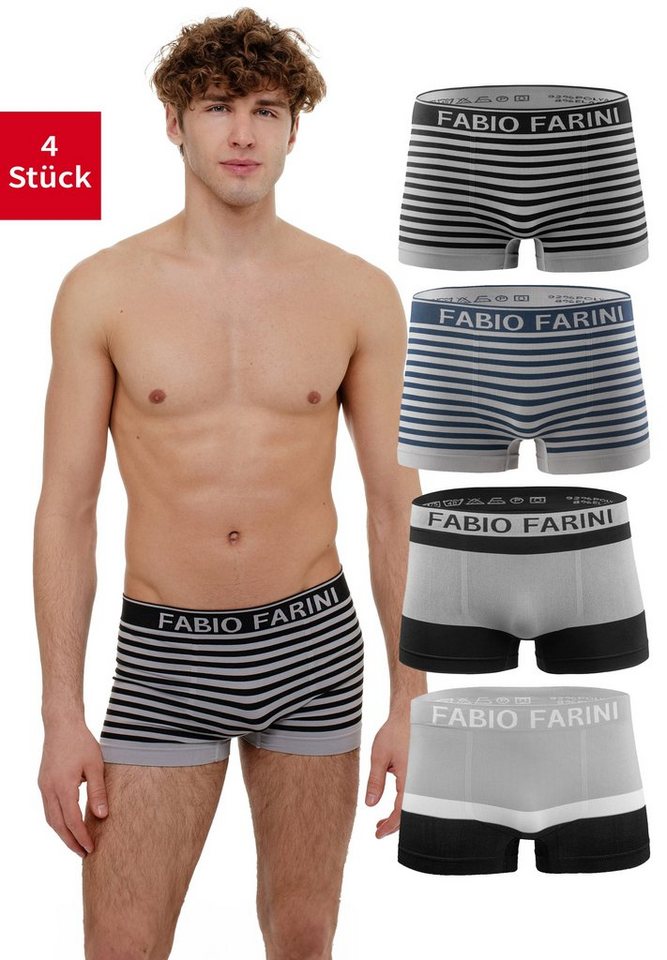 Fabio Farini Boxershorts Herren Unterhosen - Männer Retroshorts aus weicher Microfaser (4-St) im sportlichen Look mit Logoschriftzug von Fabio Farini