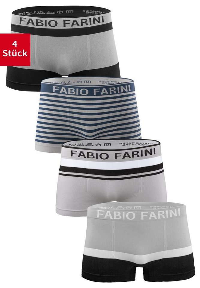 Fabio Farini Boxershorts Herren Unterhosen - Männer Retroshorts aus weicher Microfaser (4-St) im sportlichen Look mit Logoschriftzug von Fabio Farini