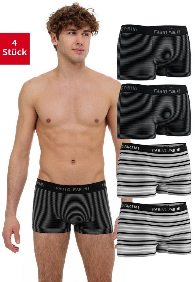 Fabio Farini Boxershorts Herren Unterhosen - Männer Retroshorts aus weicher Microfaser (4-St) im sportlichen Look mit Logoschriftzug von Fabio Farini