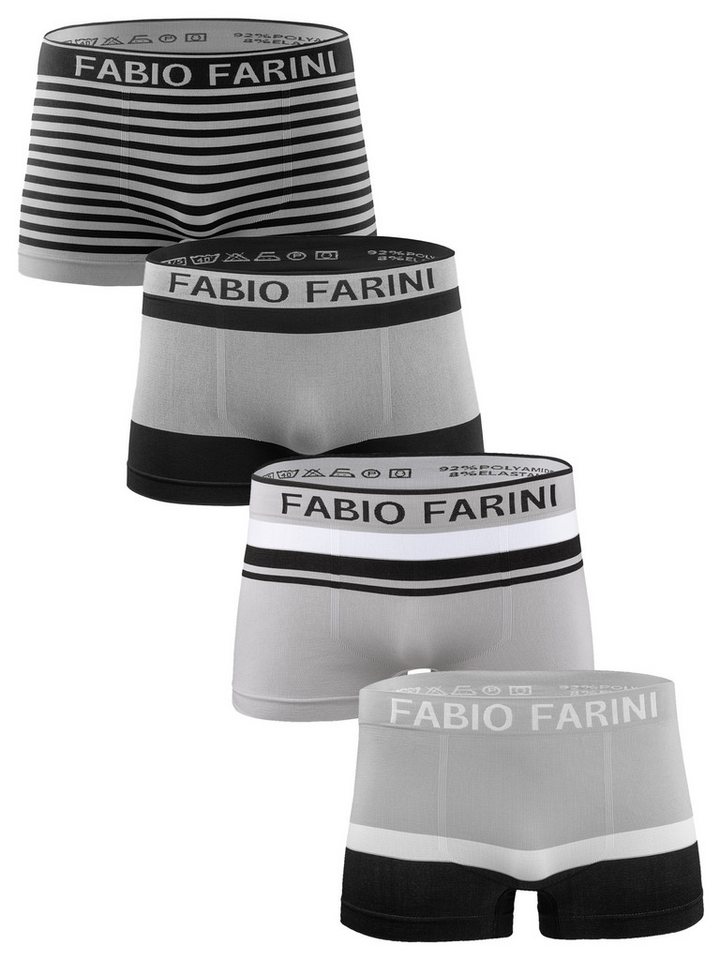 Fabio Farini Boxershorts Herren Unterhosen - Männer Retroshorts aus weicher Microfaser (4-St) im sportlichen Look mit Logoschriftzug von Fabio Farini