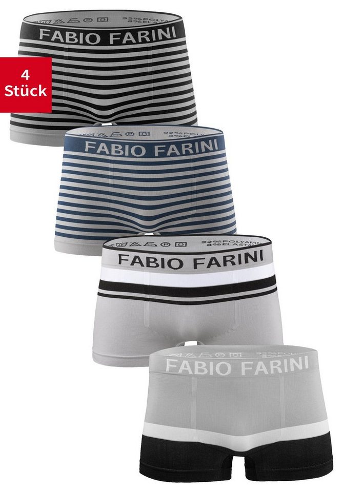 Fabio Farini Boxershorts Herren Unterhosen - Männer Retroshorts aus weicher Microfaser (4-St) im sportlichen Look mit Logoschriftzug von Fabio Farini