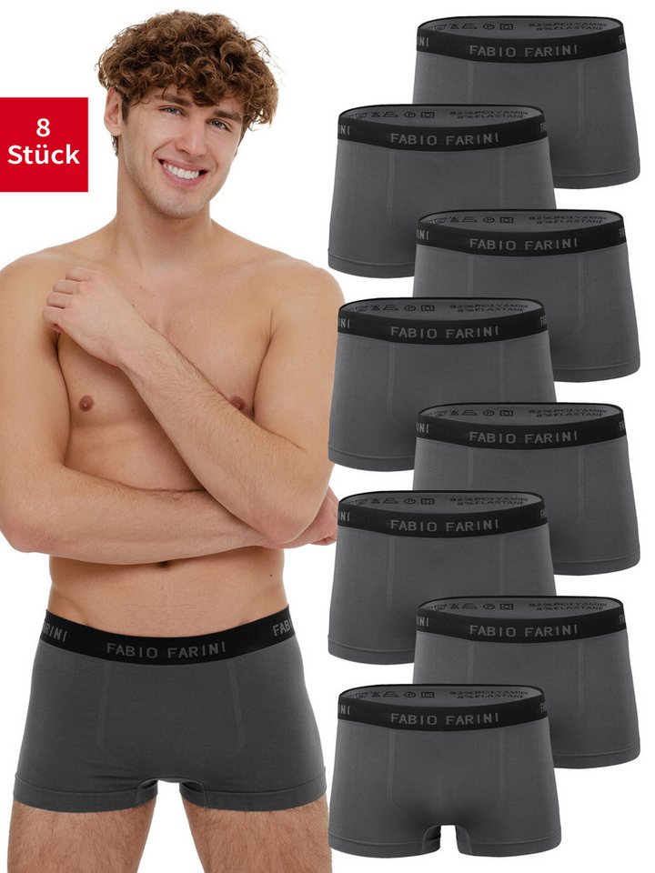 Fabio Farini Boxershorts Herren Unterhosen - Männer Retroshorts aus weicher Microfaser (8-St) im sportlichen Look mit Logoschriftzug von Fabio Farini