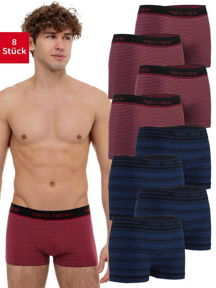 Fabio Farini Boxershorts Herren Unterhosen - Männer Retroshorts aus weicher Microfaser (8-St) im sportlichen Look mit Logoschriftzug von Fabio Farini