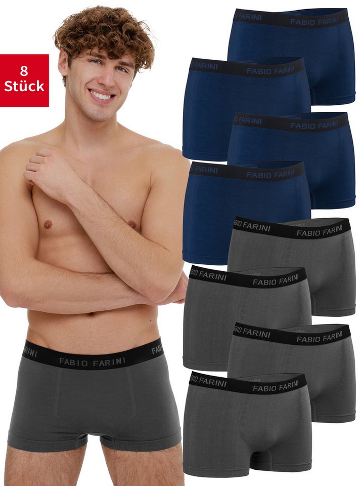 Fabio Farini Boxershorts Herren Unterhosen - Männer Retroshorts aus weicher Microfaser (8-St) im sportlichen Look mit Logoschriftzug von Fabio Farini