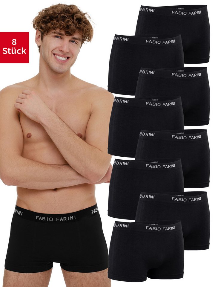 Fabio Farini Boxershorts Herren Unterhosen - Männer Retroshorts aus weicher Microfaser (8-St) im sportlichen Look mit Logoschriftzug von Fabio Farini