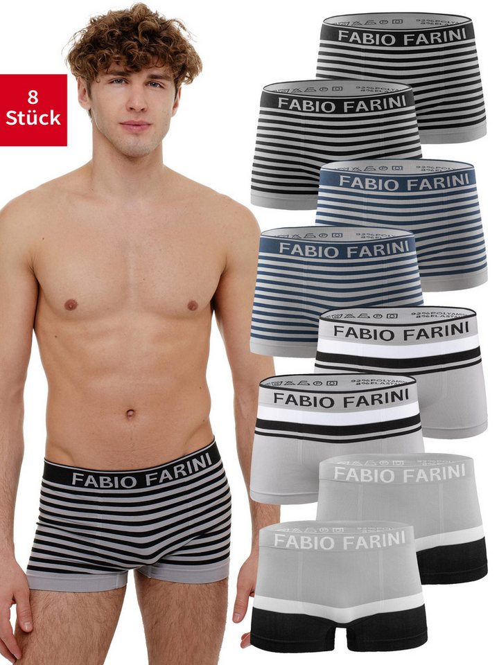 Fabio Farini Boxershorts Herren Unterhosen - Männer Retroshorts aus weicher Microfaser (8-St) im sportlichen Look mit Logoschriftzug von Fabio Farini