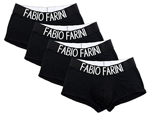 Fabio Farini Boxershorts Herren Men Unterhose Boxer in Schwarz, Mehrfarbig Baumwolle 4er Pack Schwarz S von Fabio Farini