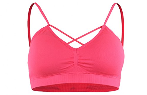 Fabio Farini Damen BH Seamless, nahtlos mit Spaghettiträgern Pink L von Fabio Farini