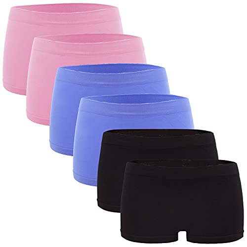 Fabio Farini Damen Panties 6er Pack Hipsters Boxershorts nahtlos, Seamless aus weichem Microfaser-Gewebe 2X Hellblau/2x Schwarz/2x Rosa L-XL (40/42) von Fabio Farini