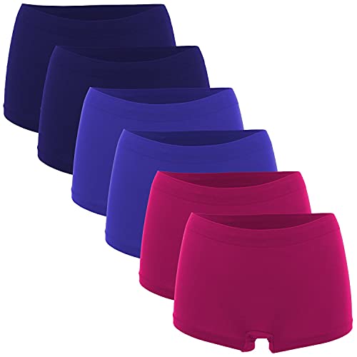 Fabio Farini Damen Panties 6er Pack Hipsters Boxershorts nahtlos, Seamless aus weichem Microfaser-Gewebe 2X Himbeerrot/2x Nachtblau/2x Royalblau L-XL (40/42) von Fabio Farini