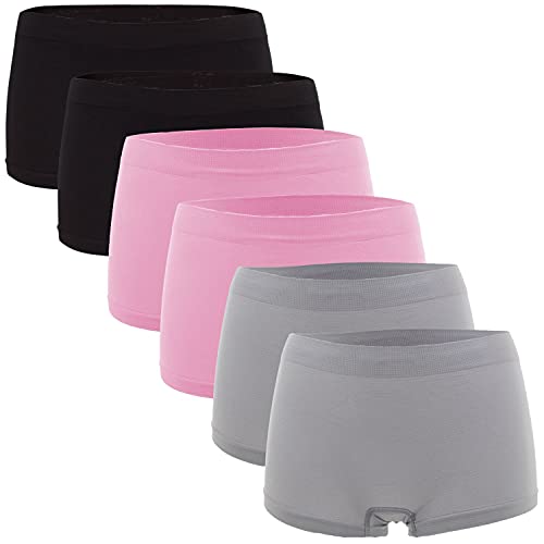 Fabio Farini Damen Panties 6er Pack Hipsters Boxershorts nahtlos, Seamless aus weichem Microfaser-Gewebe 2X Rosa/2x Schwarz/2x Hellgrau XS (34) von Fabio Farini