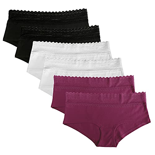 Fabio Farini Damen Pantys Bikini-Slips 4er & 6er Pack Mehrere Farben und Größen, 95% atmungsaktive Baumwolle 2X Schwarz/2x Weiß/2x Beere L von Fabio Farini