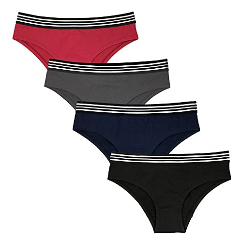 Fabio Farini - Damen Pantys Bikini-Slips 4er/6er Pack Mehrere Farben und Größen, atmungsaktive Baumwolle Ohne Spitze Dunkelrot Dunkelgrau Dunkelblau Schwarz L von Fabio Farini