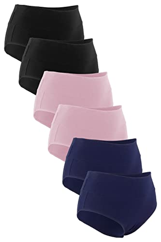 Fabio Farini Damen Pantys Bikini-Slips 4er & 6er Pack Mehrere Farben und Größen, 95% atmungsaktive Baumwolle L 6er Pack ohne Spitze 2X Schwarz/2x Dunkelblau/2x Rosa von Fabio Farini