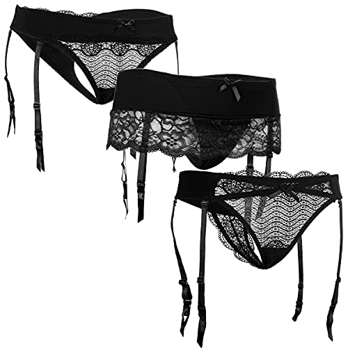 Fabio Farini verführerische Damen Strumpf-Halter Strapsgürtel Lingerie Lingerie in verschiedenen Designs und Farben 3X Schwarz 36-38 von Fabio Farini