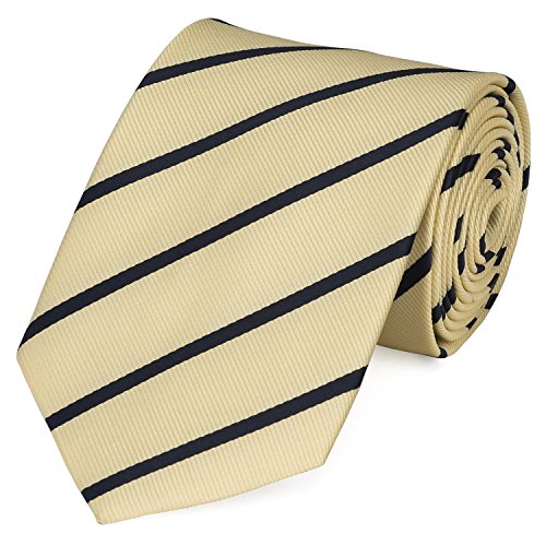 Fabio Farini - Herren gestreifte Krawatte in 8cm Breite, Schlips klassisch Robuste Pflegeleichte Mikrofaser für alle Anlässe wie Hochzeit, Beerdigung, Konfirmation oder Business Sandfarben Schwarz von Fabio Farini