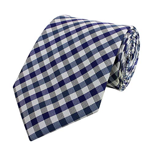 Fabio Farini - Elegante Herren Krawatte kariert - 8cm Breite in verschiedenen Farben - Schlips mit Karomuster Mehrfarbig Blau Dunkeltürkis Weiß von Fabio Farini