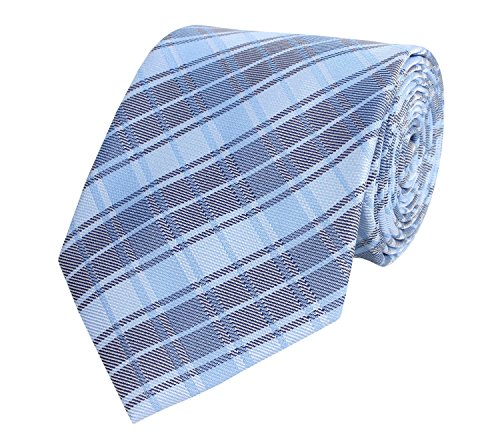 Fabio Farini - Elegante Herren Krawatte kariert - 8cm Breite in verschiedenen Farben - Schlips mit Karomuster Mehrfarbig Hellblau Dunkelblau von Fabio Farini