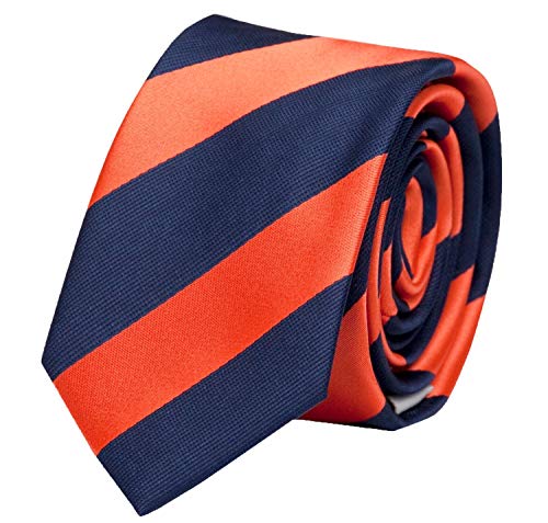 Fabio Farini - Elegante Herren Krawatten gestreift in 6cm und 8cm Breite mit 150cm Länge - Männer Schlips als Geschenk oder Anlässe dunkelblau orange 6cm von Fabio Farini