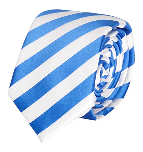 Fabio Farini - Elegante Herren Krawatten gestreift - 6cm/8cm Breite - Männer Schlips als Geschenk oder Anlässe tiefblau blau signalweiß weiß 6cm von Fabio Farini