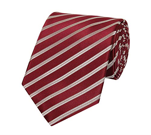Fabio Farini - Elegante Herren Krawatten gestreift - 6cm/8cm Breite - Männer Schlips als Geschenk oder Anlässe weinrot silber 6cm von Fabio Farini