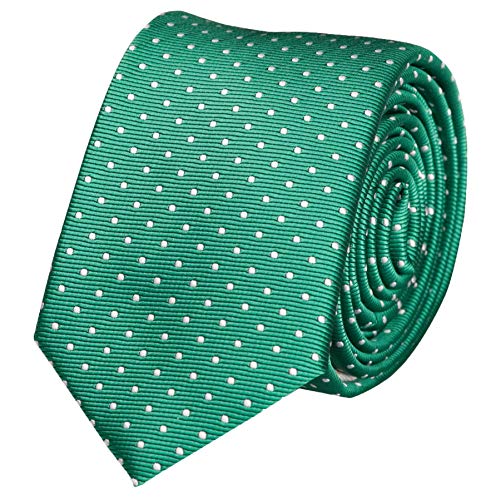 Fabio Farini - Herren Krawatte in 6cm/8cm Breite - Eleganter Breiter Schlips für jeden Anlass - 8cm Apfelgrün weiße Punkte von Fabio Farini