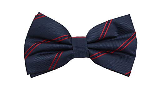 Fabio Farini - Herren Fliege Gestreifte Querbinder Navyblau Weinrot von Fabio Farini