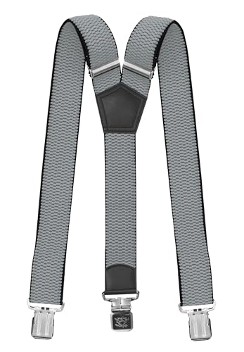Fabio Farini - Herren Hosenträger 4 cm Breite, elastisch & verstellbar mit 3 extra starken Metallclips in Y-Form - Hellgrau Fabio Farini - Herren Hosenträger 4 cm Breite, elastisch & verstellbar mit 3 extra starken Metallclips in Y-Form - Hellgrau von Fabio Farini