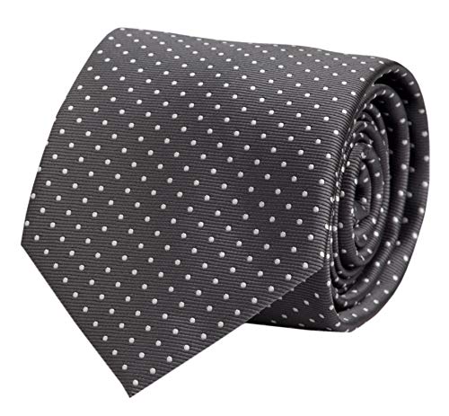 Fabio Farini - Herren Krawatte in 6cm/8cm Breite - Eleganter Breiter Schlips für jeden Anlass - 8cm Grau mit weißen Punkten von Fabio Farini