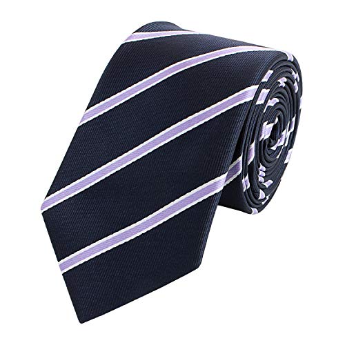 Fabio Farini - Herren Krawatte modern gestreift in 6cm Breite und 150cm Länge - Unterschiedliche Männer Schlipse mit Streifen Schwarz-Lila von Fabio Farini