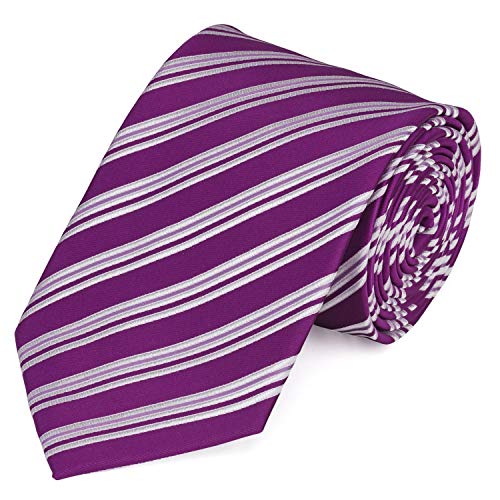 Fabio Farini - Herren gestreifte Krawatte in 8cm Breite, Schlips klassisch Robuste Pflegeleichte Mikrofaser für alle Anlässe wie Hochzeit, Beerdigung, Konfirmation oder Business Magenta Weiß von Fabio Farini