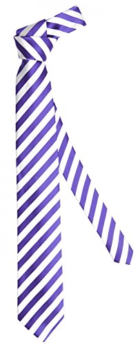 Fabio Farini - Herren gestreifte Krawatte in 8cm Breite, Schlips klassisch Robuste Pflegeleichte Mikrofaser für Anlässe wie Hochzeit, Beerdigung, Konfirmation oder Business Weiß Tiefviolett Lila von Fabio Farini