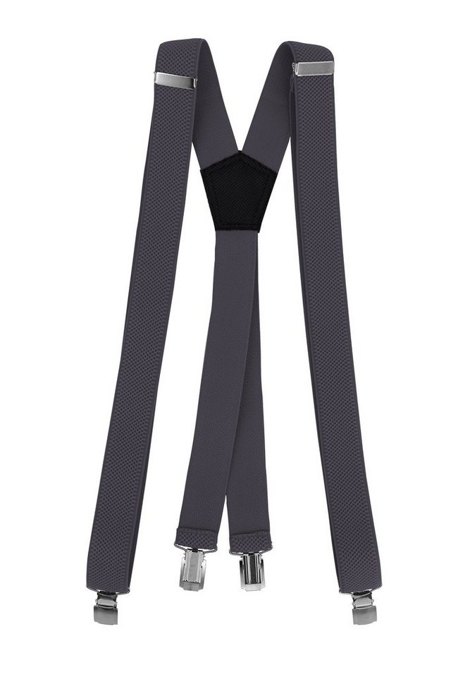 Fabio Farini Hosenträger Schmales X-Design mit 3cm Breite verstellbar mit extra starken Clipverschluss, Grau von Fabio Farini