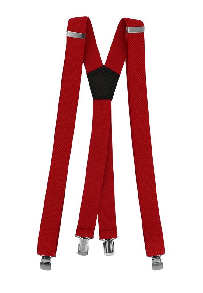 Fabio Farini Hosenträger Schmales X-Design mit 3cm Breite verstellbar mit extra starken Clipverschluss, Rot von Fabio Farini