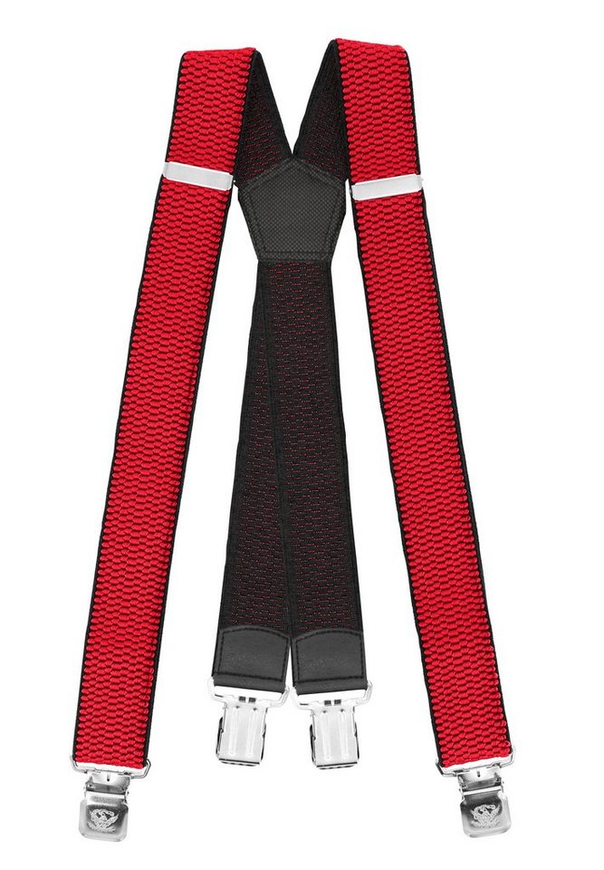Fabio Farini Hosenträger 4cm Breites X-Design verstellbar mit extra starken Clipverschluss, Rot von Fabio Farini