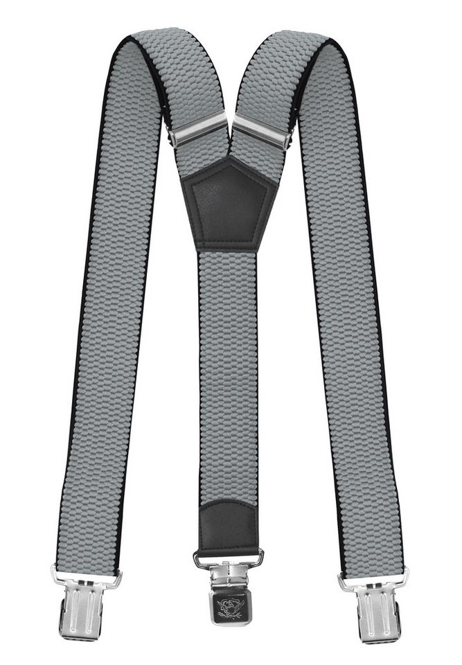 Fabio Farini Hosenträger 4cm Breites Y-Design verstellbar mit extra starken Clipverschluss, Hellgrau von Fabio Farini