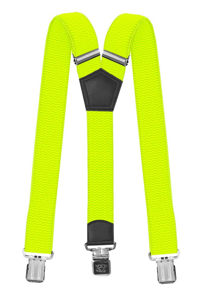 Fabio Farini Hosenträger 4cm Breites Y-Design verstellbar mit extra starken Clipverschluss, Neongelb von Fabio Farini