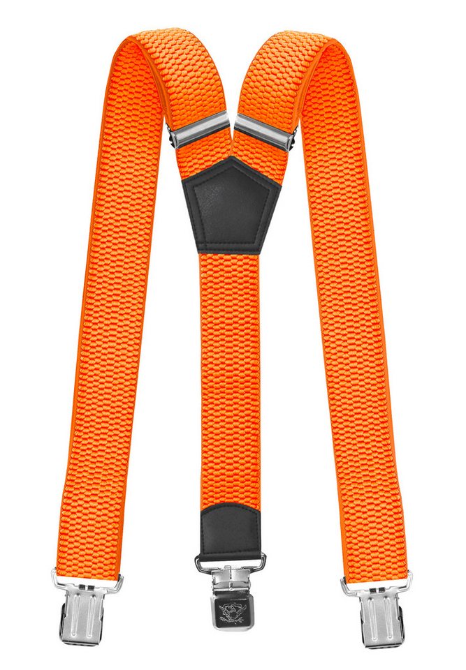 Fabio Farini Hosenträger 4cm Breites Y-Design verstellbar mit extra starken Clipverschluss, Neonorange von Fabio Farini