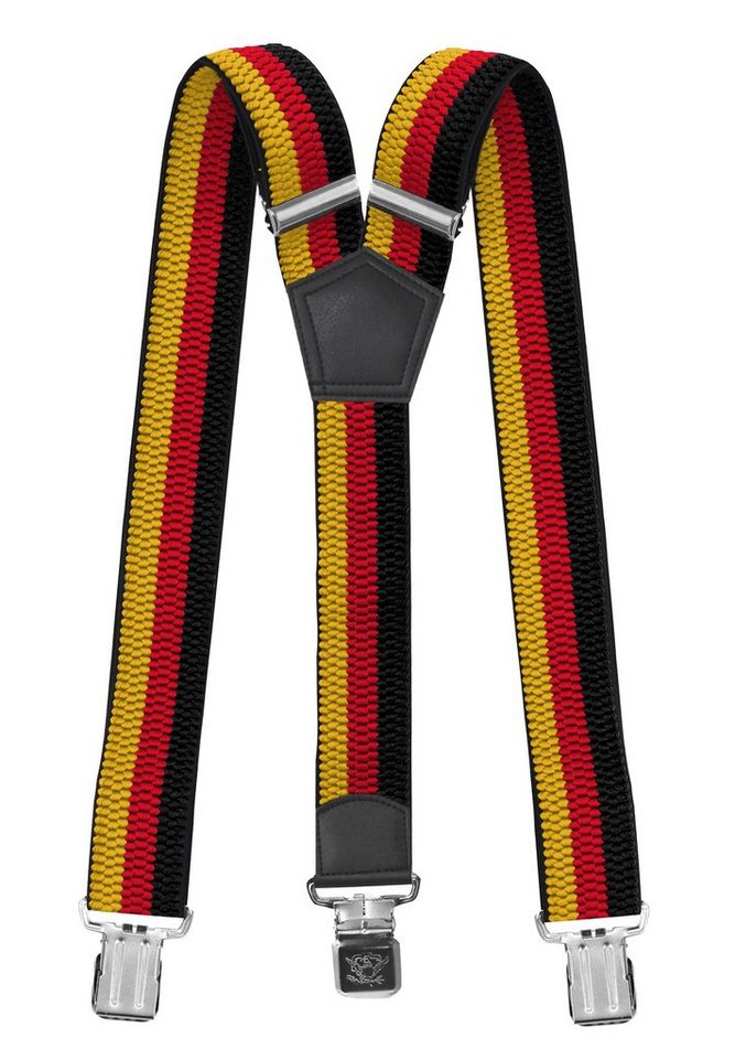 Fabio Farini Hosenträger 4cm Breites Y-Design verstellbar mit extra starken Clipverschluss, Schwarz/Rot/Gelb von Fabio Farini