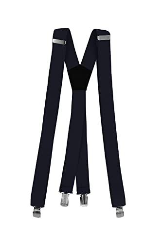 Fabio Farini - 3 cm breiter Hosenträger X-Form für Herren - Dunkelblau von Fabio Farini
