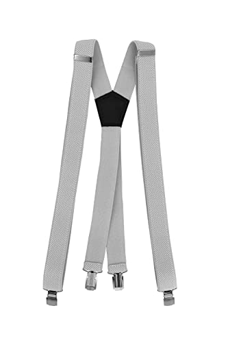 Fabio Farini - 3 cm breiter Hosenträger X-Form für Herren - Hellgrau von Fabio Farini