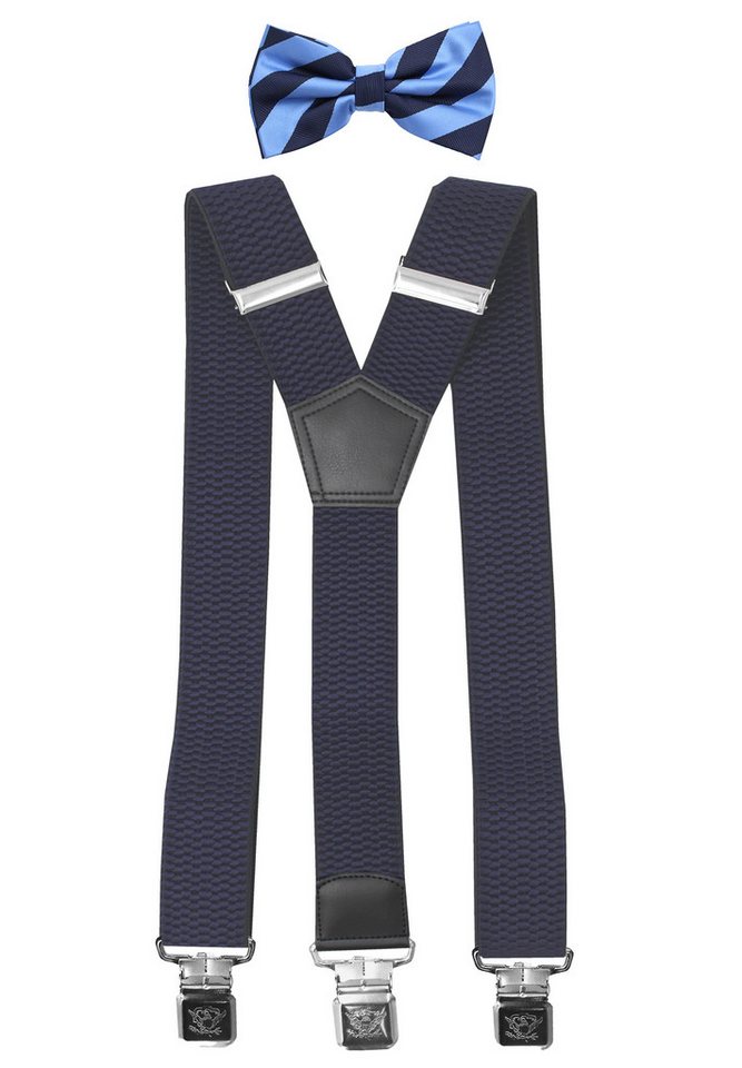Fabio Farini Hosenträger mit passender Fliege als Set 4cm Y-Form für Herren Pack Dunkelblau 4cm Hosenträger - Dunkelblau/Hellblau Gestreift Fliege Fabio Farini Hosenträger mit passender Fliege als Set 4cm Y-Form für Herren Pack Dunkelblau 4cm Hosenträger - Dunkelblau/Hellblau Gestreift Fliege von Fabio Farini