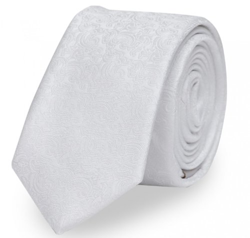 Fabio Farini - Klassische Herren Krawatte Unifarben - 8cm Breite - einfarbige und elegante Unicolor Schlipse für jeden Anlass wie Hochzeit, Konfirmation oder Business Weiß Paisleymuster von Fabio Farini